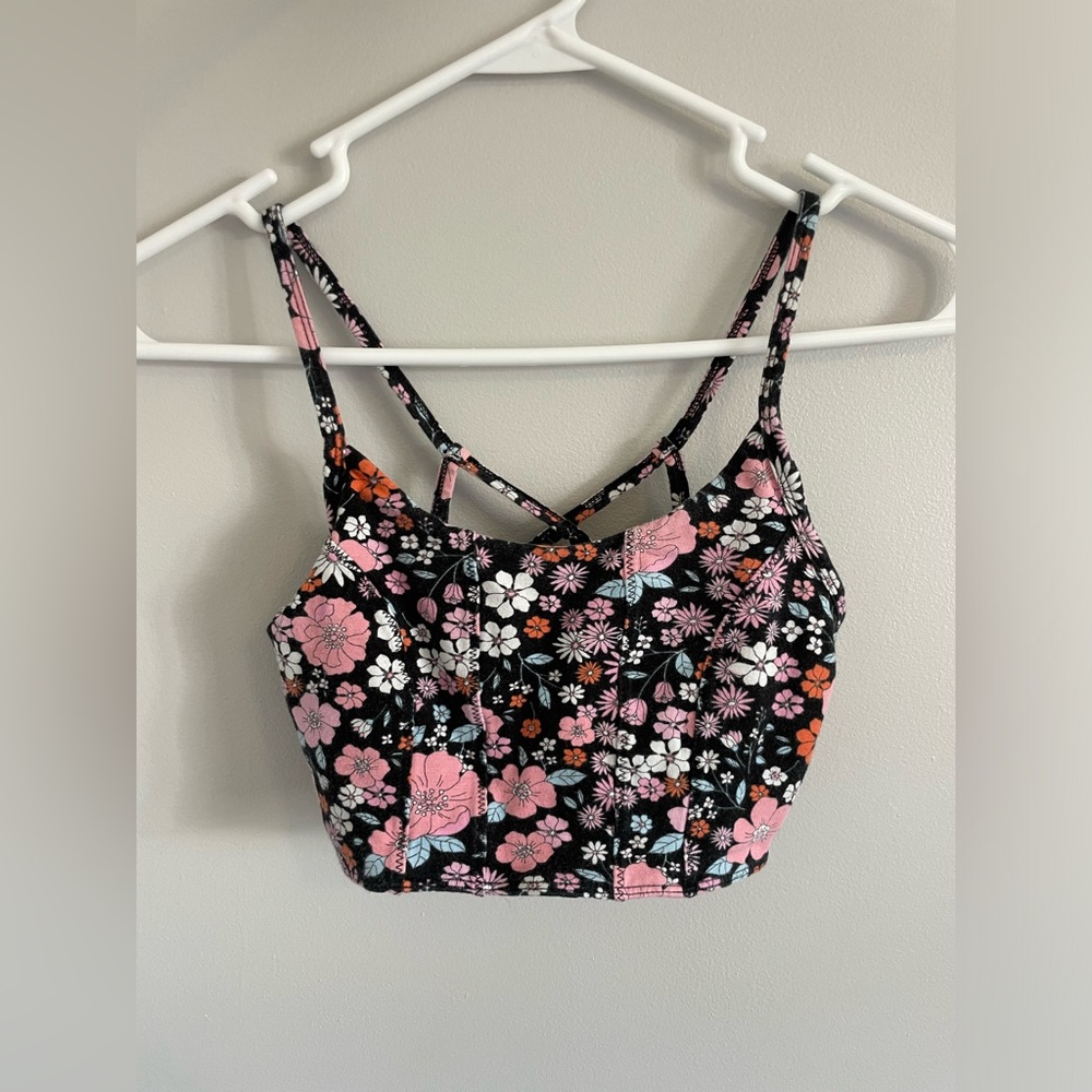 Floral Criss Cross Sports Bra